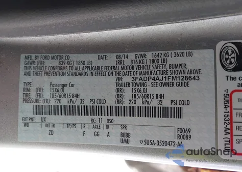 2015 Ford Fiesta S из США, поврежденный, VIN 3FADP4AJ1FM128643